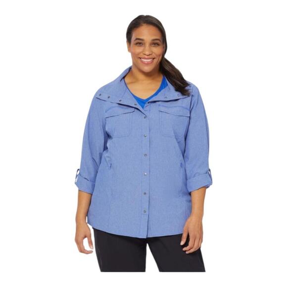 Duluth Trading Co Sol Survivor Shirt Jac Womens 2X Lavender Sun Protection - Picture 2 of 12